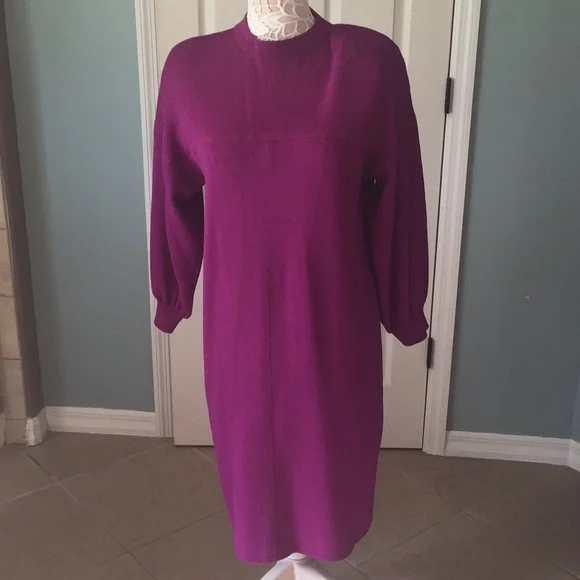 St. John | Dresses | Vintage St John Magenta Knit Dress | Poshmark